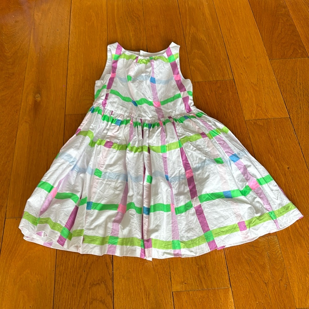 Jacadi Open Back Windowpane Dress 4T